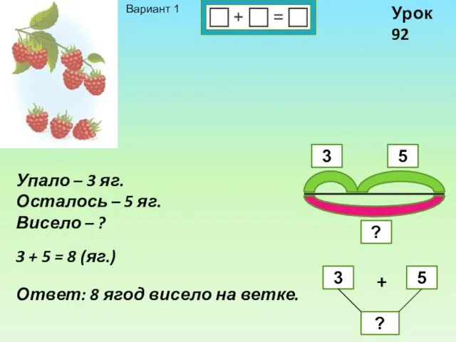 Урок 92 Упало – 3 яг. Осталось – 5 яг.