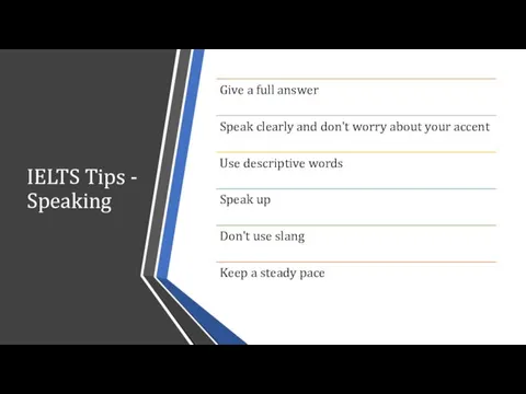 IELTS Tips - Speaking