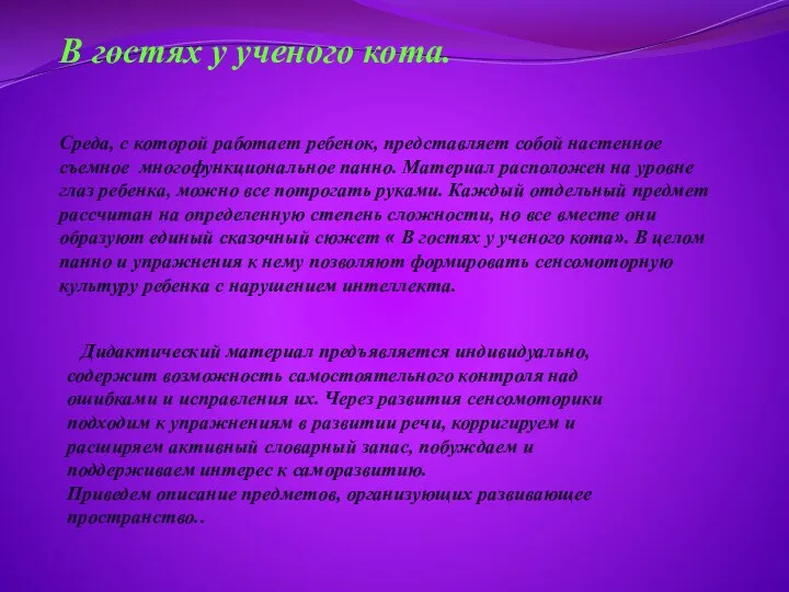 В гостях у ученого кота. Среда, с которой работает ребенок,