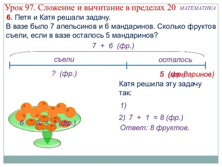 6. Петя и Катя решали задачу. В вазе было 7