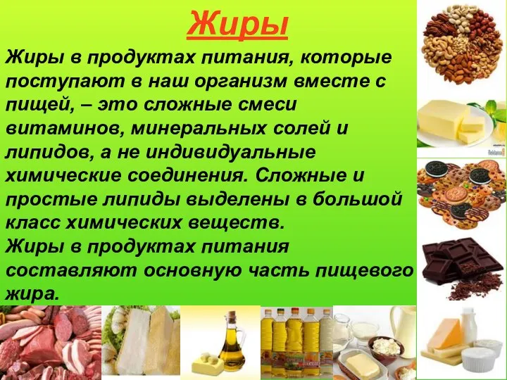 Жиры Жиры в продуктах питания, которые поступают в наш организм