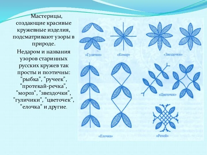 Мастерицы, создающие красивые кружевные изделия, подсматривают узоры в природе. Недаром