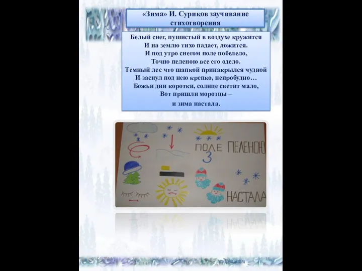 «Зима» И. Суриков заучивание стихотворения Белый снег, пушистый в воздухе