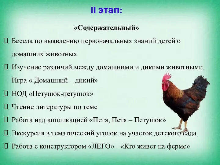 II этап: «Содержательный» Беседа по выявлению первоначальных знаний детей о