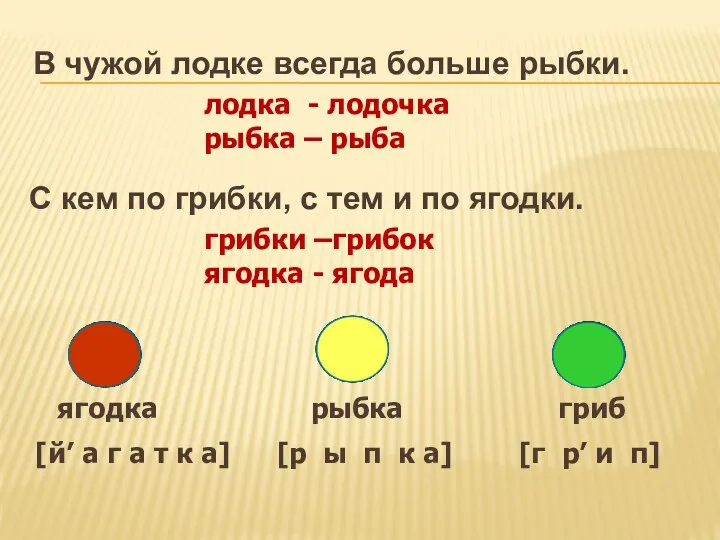 В чужой лодке всегда больше рыбки. С кем по грибки, с тем и