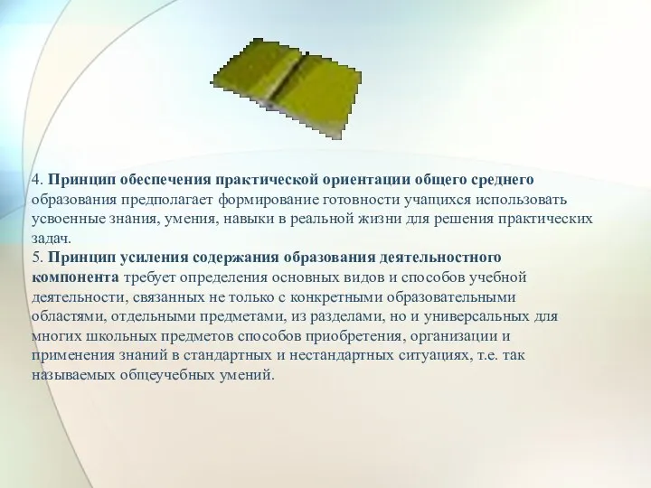 4. Принцип обеспечения практической ориентации общего среднего образования предполагает формирование