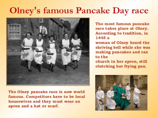 Olney's famous Pancake Day race The most famous pancake race