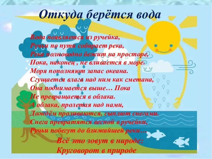 Откуда берётся вода Вода появляется из ручейка, Ручьи по пути