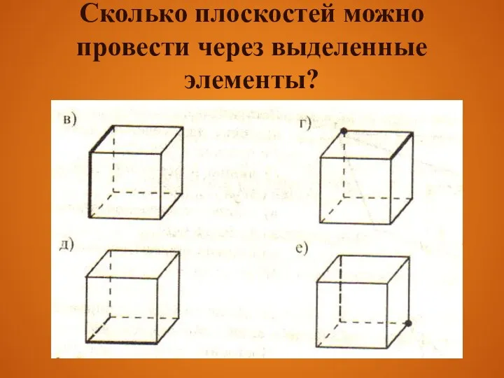 Сколько плоскостей можно провести через выделенные элементы?