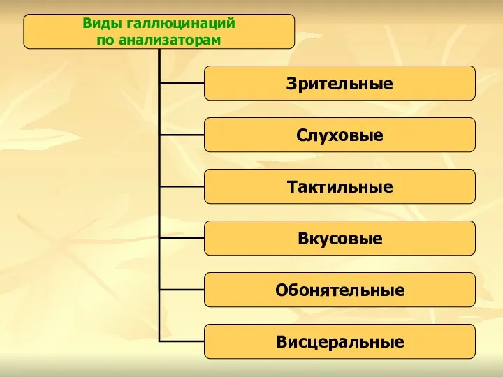 Виды галлюцинаций по анализаторам