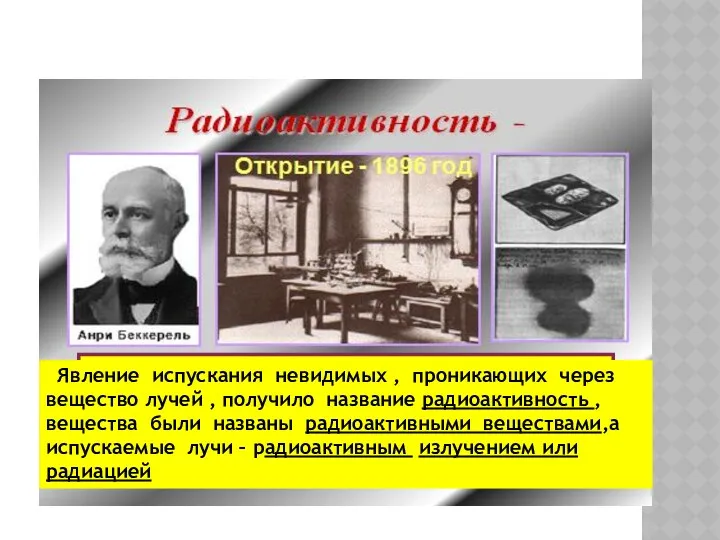 Явление испускания невидимых , проникающих через вещество лучей , получило