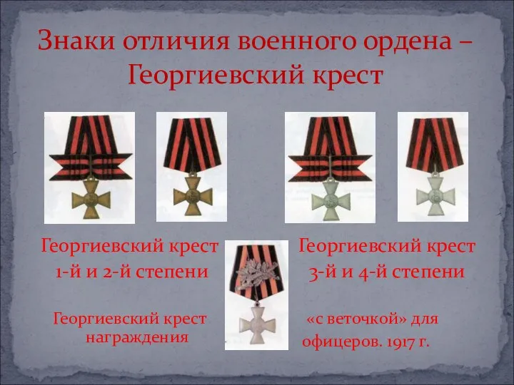 Знаки отличия военного ордена – Георгиевский крест Георгиевский крест 1-й