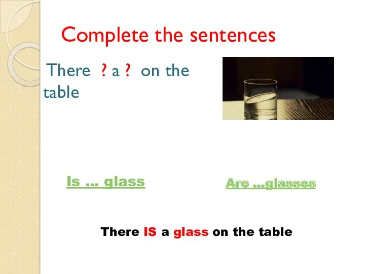 Complete the sentences There ? a ? on the table