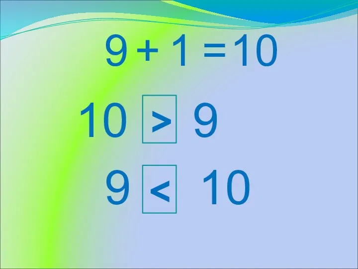 9 + 1 = 10 10 > 9 10 9