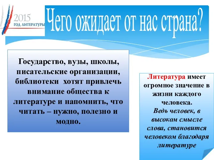 Чего ожидает от нас страна? Государство, вузы, школы, писательские организации,