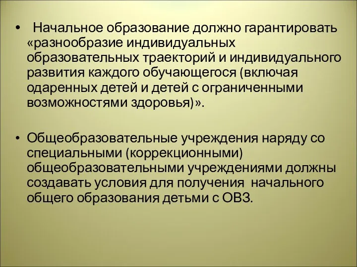 Начальное образование должно гарантировать «разнообразие индивидуальных образовательных траекторий и индивидуального