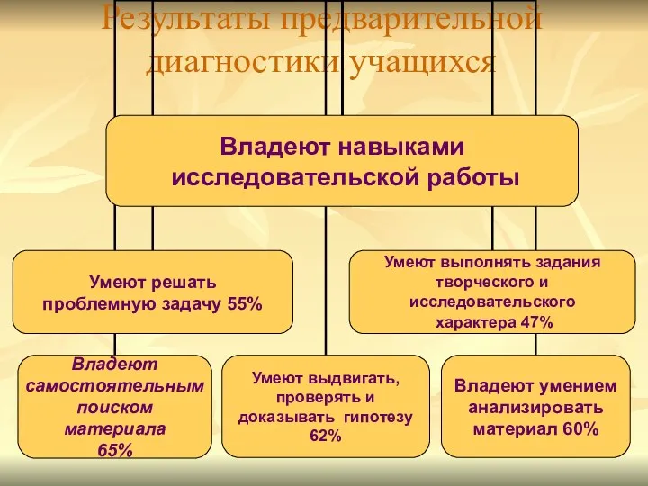 Результаты предварительной диагностики учащихся