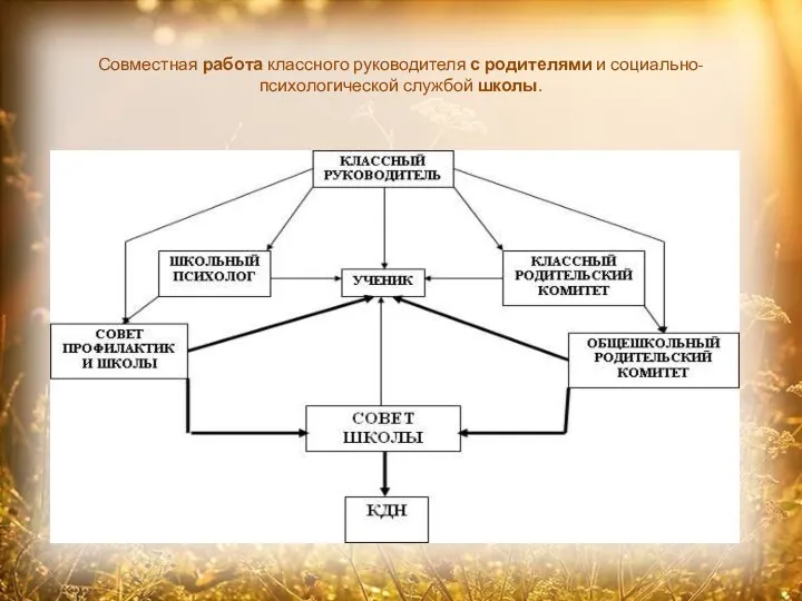 Совместная работа классного руководителя с родителями и социально-психологической службой школы.