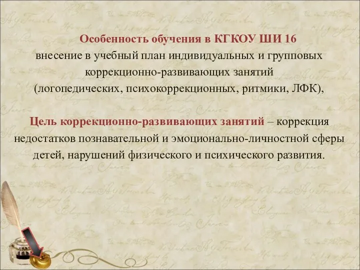 Особенность обучения в КГКОУ ШИ 16 внесение в учебный план