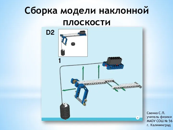 Сборка модели наклонной плоскости Саенко С.П. учитель физики МАОУ СОШ № 56 г. Калининград