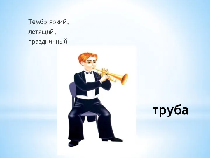 труба Тембр яркий, летящий, праздничный