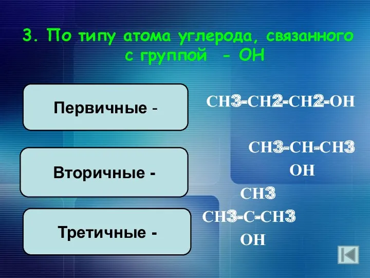 3. По типу атома углерода, связанного с группой - ОН