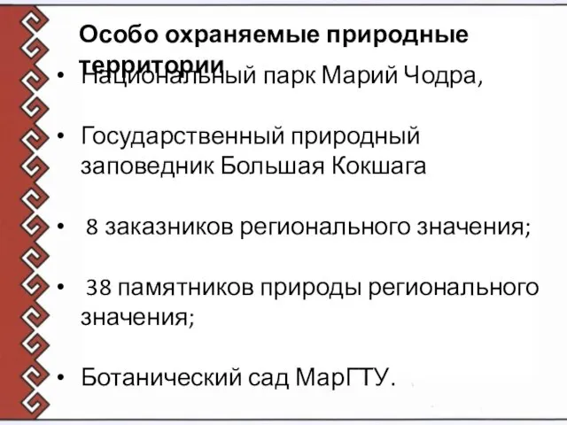 Особо охраняемые природные территории Национальный парк Марий Чодра, Государственный природный