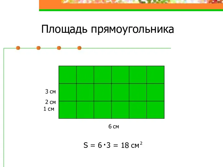 Площадь прямоугольника 6 см 1 см 2 см 3 см