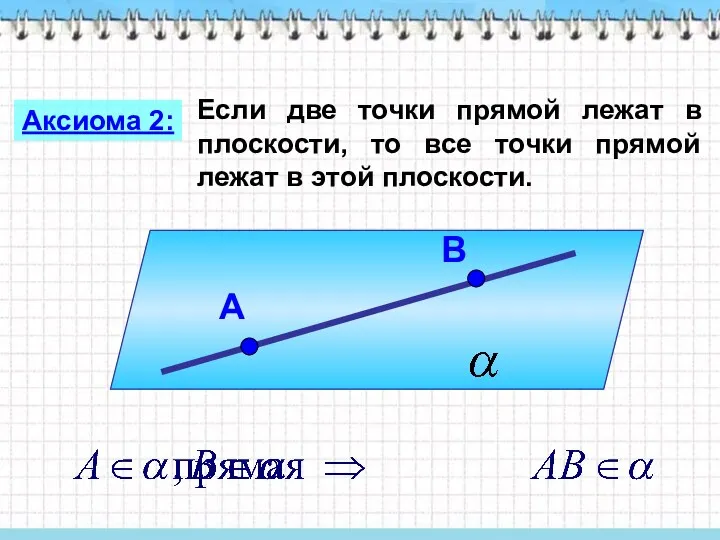 Если две точки прямой лежат в плоскости, то все точки