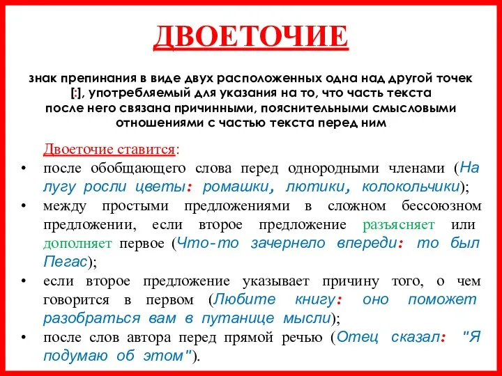 ДВОЕТОЧИЕ знак препинания в виде двух расположенных одна над другой