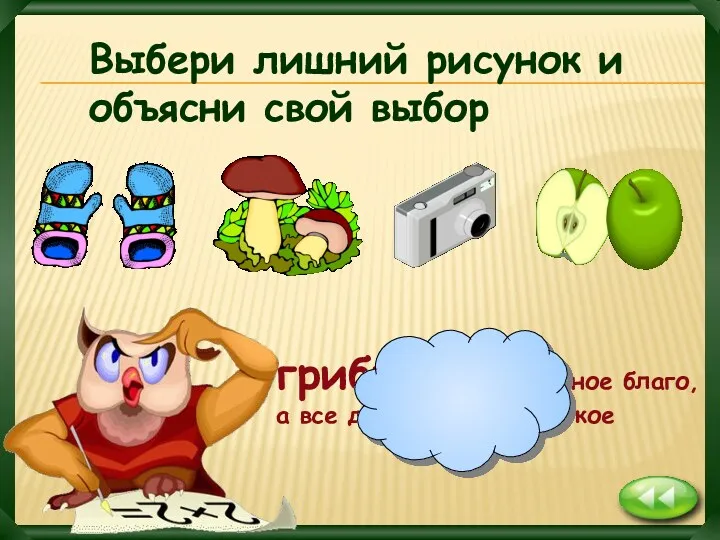 грибы- это свободное благо, а все другое экономическое Выбери лишний рисунок и объясни свой выбор