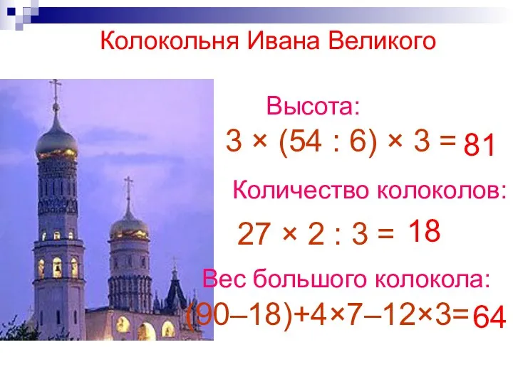 Колокольня Ивана Великого 3 × (54 : 6) × 3