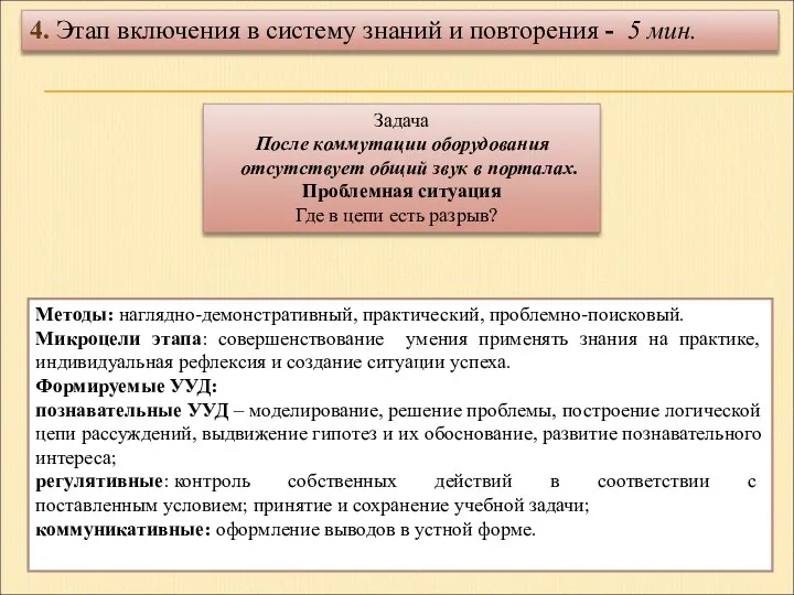 4. Этап включения в систему знаний и повторения - 5