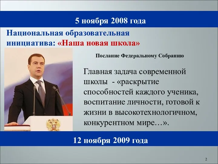 5 ноября 2008 года Главная задача современной школы - «раскрытие