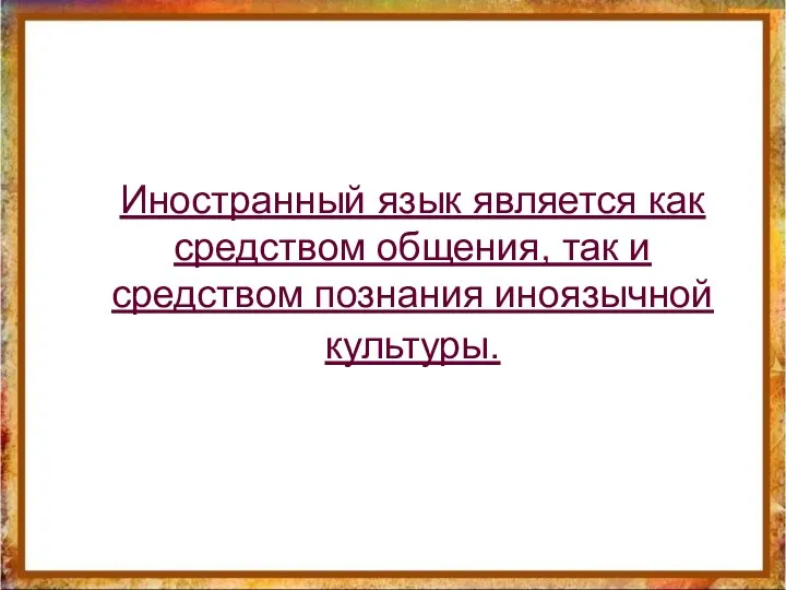 Иностранный язык является как средством общения, так и средством познания иноязычной культуры.