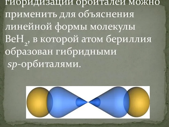 Представление о sp-гибридизации орбиталей можно применить для объяснения линейной формы