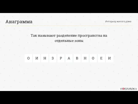 Анаграмма Интерьер жилого дома Так называют разделение пространства на отдельные зоны