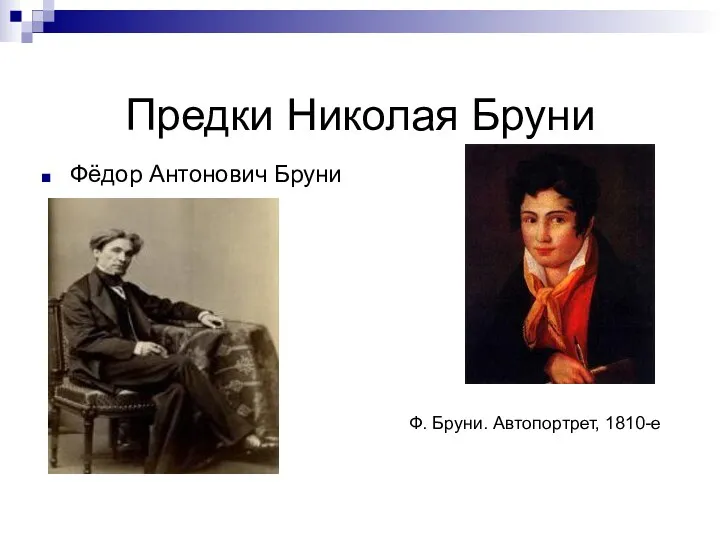 Предки Николая Бруни Фёдор Антонович Бруни Ф. Бруни. Автопортрет, 1810-е