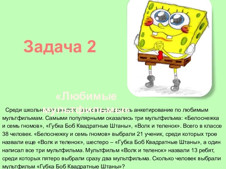 Среди школьников шестого класса проводилось анкетирование по любимым мультфильмам. Самыми