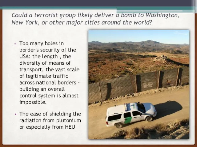 Could a terrorist group likely deliver a bomb to Washington,
