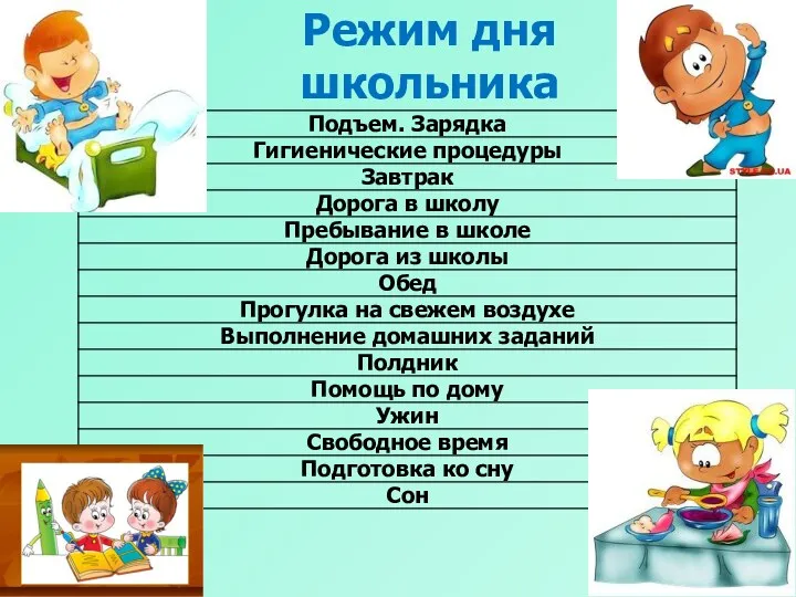 Режим дня школьника