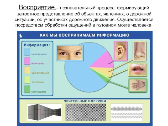 Восприятие – познавательный процесс, формирующий целостное представление об объектах, явлениях,