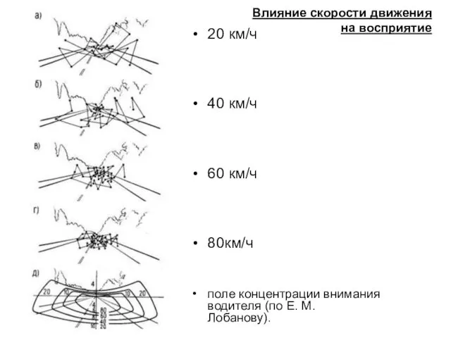 Влияние скорости движения на восприятие 20 км/ч 40 км/ч 60