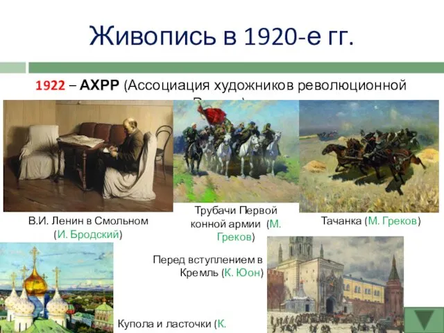 Живопись в 1920-е гг. 1922 – АХРР (Ассоциация художников революционной