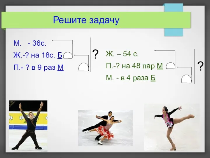 Решите задачу М. - 36с. Ж.-? на 18с. Б П.-