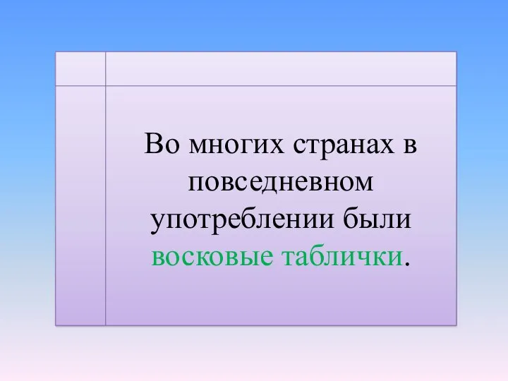 Во многих странах в повседневном употреблении были восковые таблички.