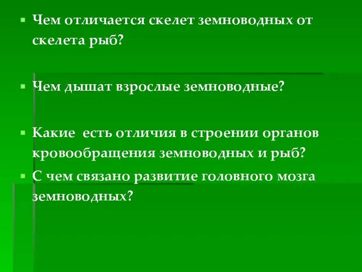 Чем отличается скелет земноводных от скелета рыб? Чем дышат взрослые