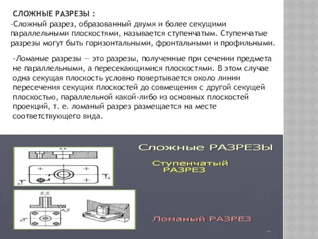 СЛОЖНЫЕ РАЗРЕЗЫ : -Сложный разрез, образованный двумя и более секущими