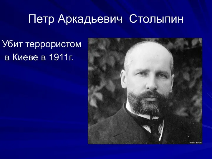 Петр Аркадьевич Столыпин Убит террористом в Киеве в 1911г.