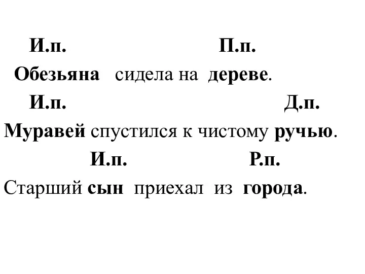 И.п. П.п. Обезьяна сидела на дереве. И.п. Д.п. Муравей спустился